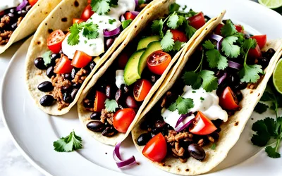Tacos végétariens aux haricots noirs et avocat frais - recette facile et saine