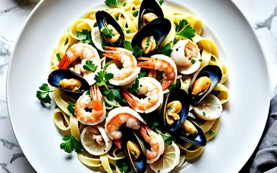 Recette facile de tagliatelles aux fruits de mer et sauce crémeuse