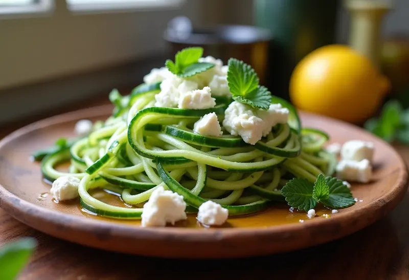 Tagliatelles de concombre au chèvre frais : recette fraîche et légère