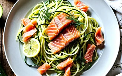 Recette facile de tagliatelles de courgettes au saumon fumé et sauce citronnée
