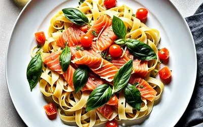 Tagliatelles fraîches à la sauce tomate et saumon fumé - Recette facile et rapide
