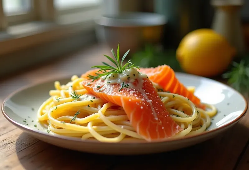 Tagliatelles fraîches au saumon fumé et crème citronnée