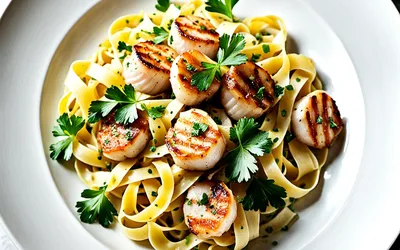 Recette facile de tagliatelles aux noix de Saint-Jacques et sauce crémeuse au vin blanc