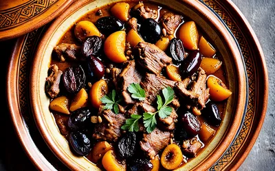 Recette facile de tajine d'agneau aux fruits secs - plat mijoté marocain