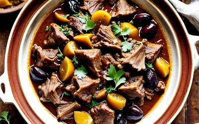 Recette facile de tajine d'agneau aux pruneaux - Plat mijoté marocain savoureux