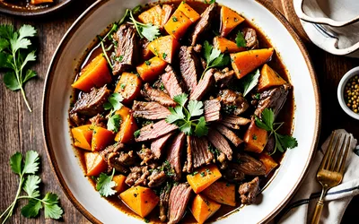 Recette facile de tajine de bœuf aux patates douces fondantes