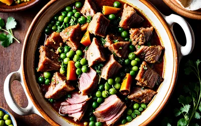 Recette facile de tajine de mouton aux petits pois - plat mijoté marocain