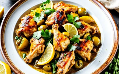 Recette facile de tajine de poulet aux citrons confits et olives - saveur marocaine
