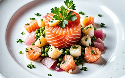 Recette facile de tartare de saumon et Saint-Jacques aux herbes fraîches