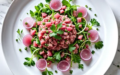 Tartare de thon frais aux câpres et oignons rouges, recette légère et savoureuse