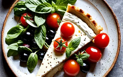 Recette facile et gourmande de tarte au fromage blanc et salade de tomates cerises fraîches