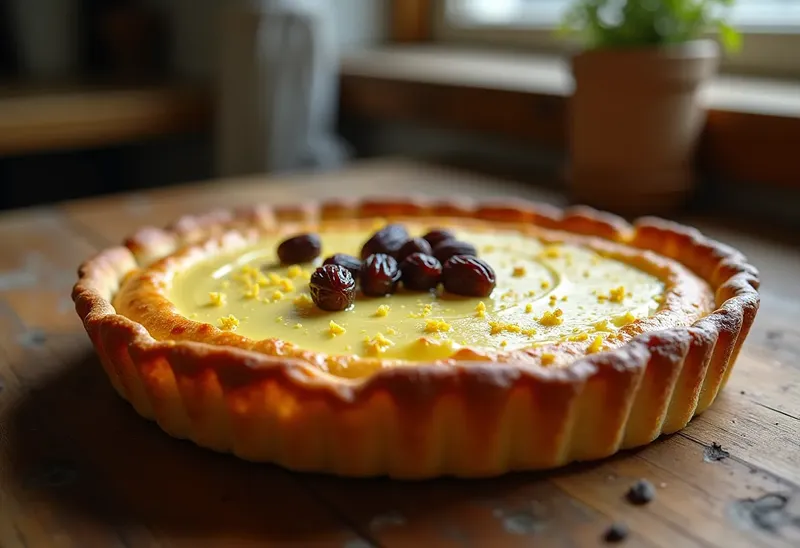 Tarte au fromage blanc onctueuse aux raisins secs