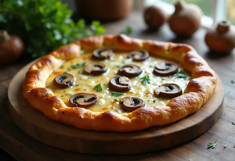 Tarte aux champignons frais fondante et savoureuse