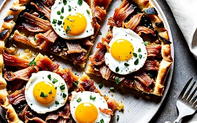 Recette facile de tarte aux oignons caramélisés et lardons croustillants