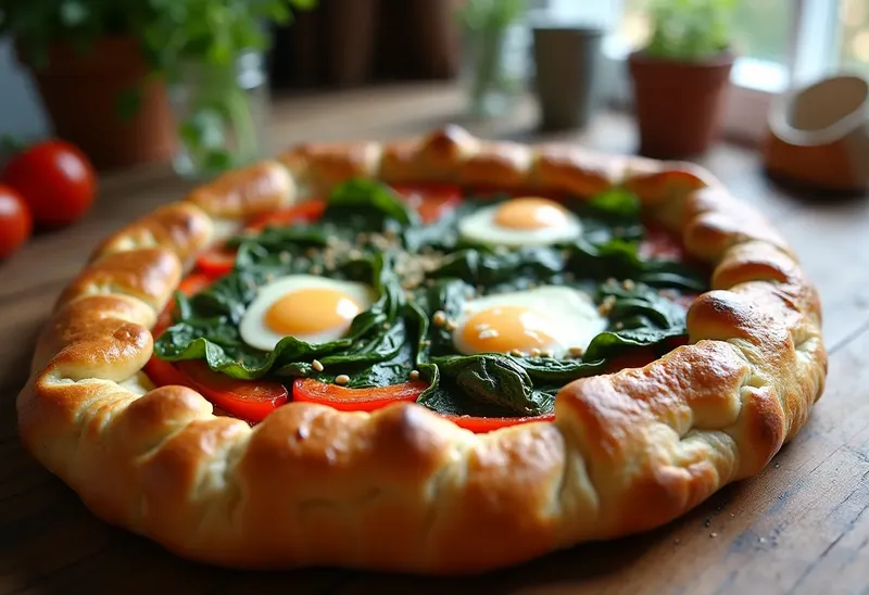 Tarte feuilletée aux légumes verts et rouges savoureuse