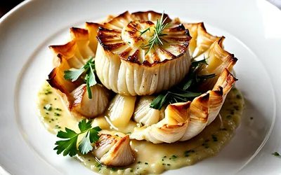 Tarte fine aux coquilles Saint-Jacques et fondue de poireaux - Recette raffinée