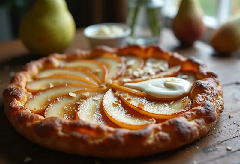 Tarte fine aux poires et mirabelles caramélisées