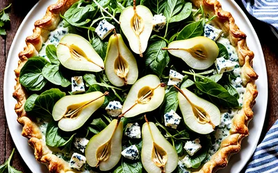 Tarte fine aux poires et roquefort avec vinaigrette au Banyuls - recette facile et gourmande