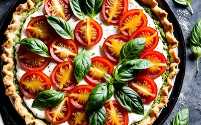 Recette facile de tarte tomate mozzarella avec sauce basilic maison