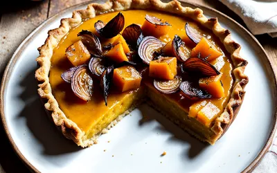 Recette facile de tarte à la courge potimarron et oignons caramélisés