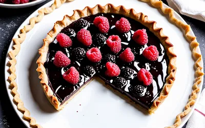 Recette facile de tarte fondante au chocolat et framboises fraîches