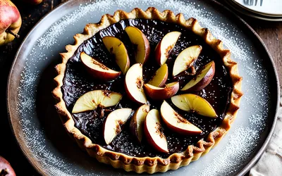 Recette facile de tarte fondante au chocolat et poires caramélisées