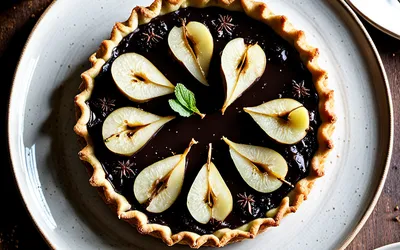 Tarte fondante au chocolat et poires caramélisées facile à réaliser