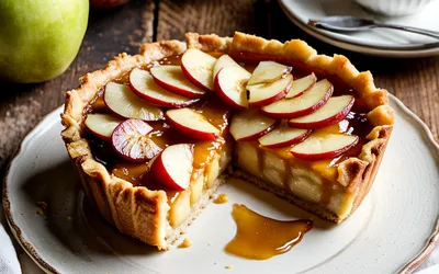 Recette facile de tarte au flan vanillé et pommes caramélisées
