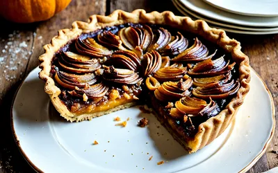 Recette facile de tarte au potiron et oignons caramélisés