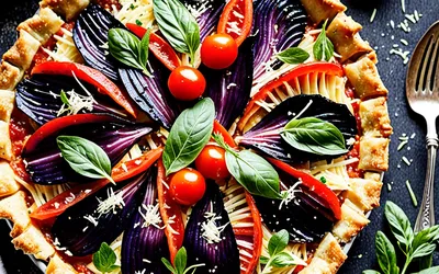 Recette facile de tarte aux aubergines, tomates et parmesan fondante