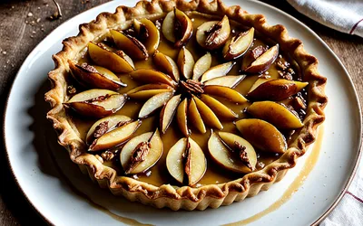 Recette facile de tarte aux poires et noix caramélisées