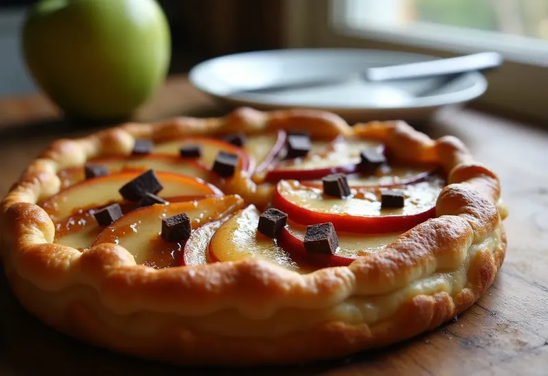Tarte fondante aux pommes caramélisées et chocolat noir