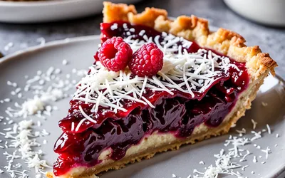 Image de la recette Tarte gourmande à la confiture de framboise et noix de coco