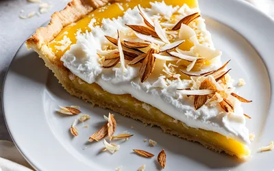 Recette facile de tarte à la noix de coco fraîche et crème vanillée