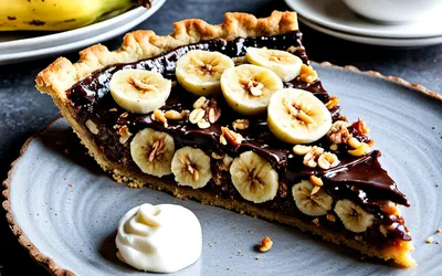 Recette facile de tarte chocolat banane noix, dessert gourmand