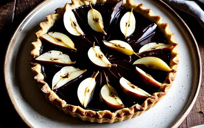 Recette facile de tarte au chocolat noir et poires fondantes