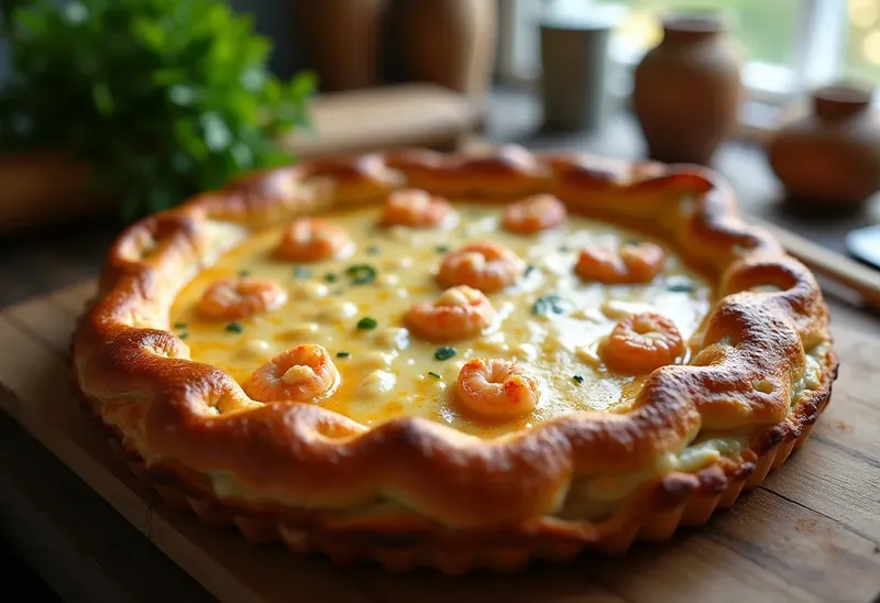 Tarte gourmande au crabe et crevettes fraîches