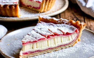 Recette facile de tarte au fromage blanc et rhubarbe - dessert fruité