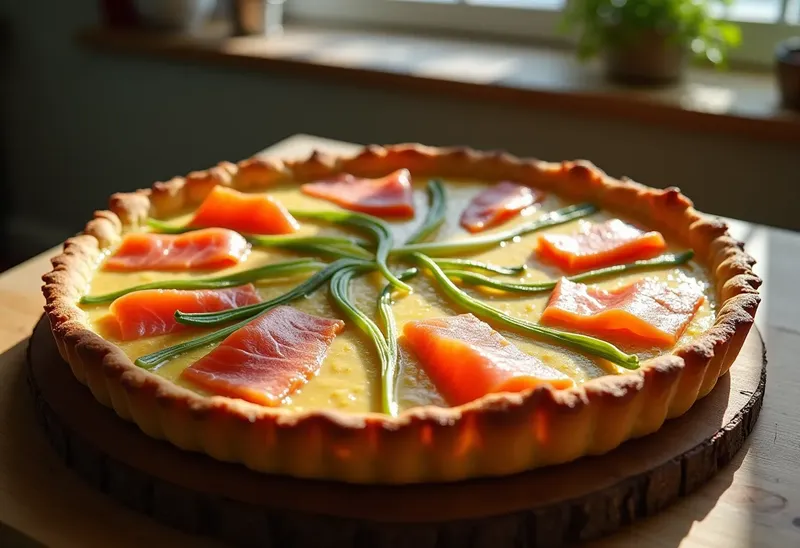 Tarte gourmande au saumon fumé et poireaux fondants