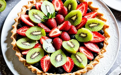 Tarte gourmande aux fraises et kiwis frais - Recette facile et rapide