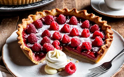 Recette facile de tarte aux framboises et rhubarbe - dessert fruité