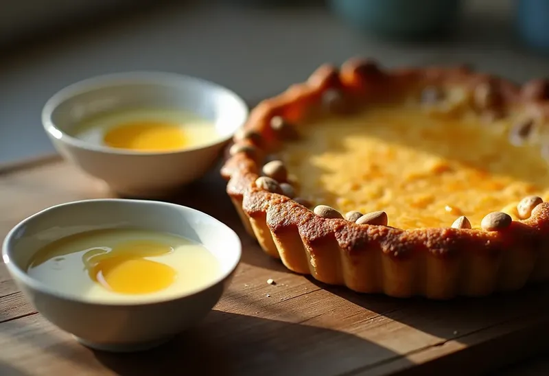 Tarte gourmande aux pignons de pin et sa crème anglaise au miel