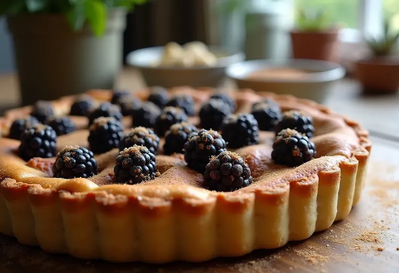 Tarte moelleuse à la cannelle et aux mûres fraîches