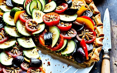 Recette facile de tarte à la ratatouille et pignons de pin