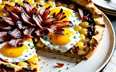 Recette facile de tarte rustique aux pommes de terre et lardons fumés