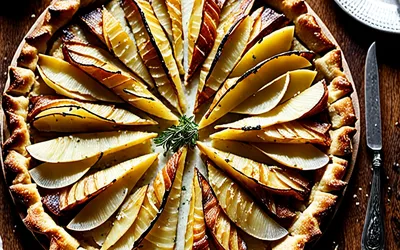 Recette facile de tarte aux pommes de terre et Comté fondant