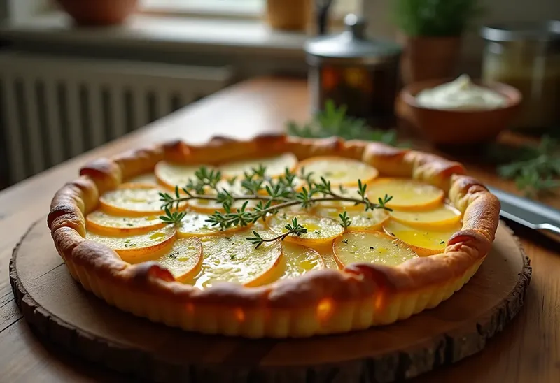 Tarte rustique aux pommes de terre fondantes et herbes fraîches