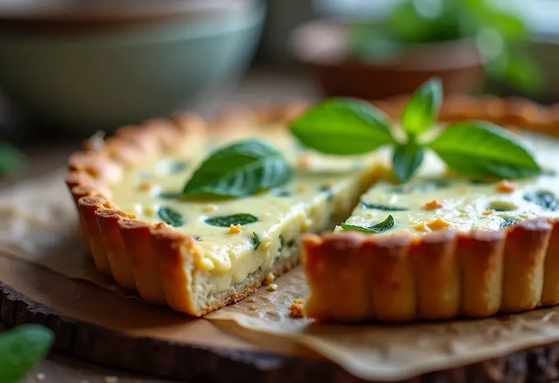 Tarte salée au chèvre frais et menthe fraîche