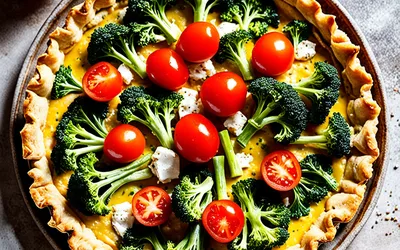 Recette facile de tarte chèvre brocoli tomate - savoureuse et rapide