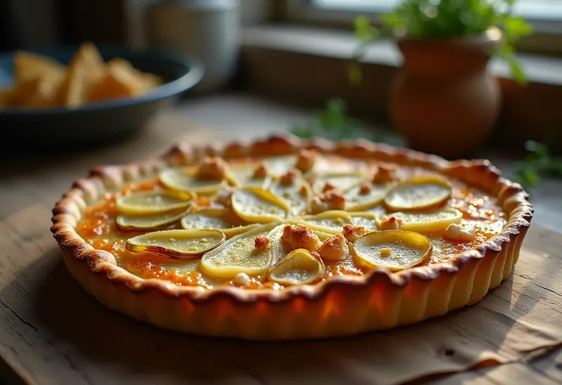 Tarte savoureuse au crabe et endives caramélisées